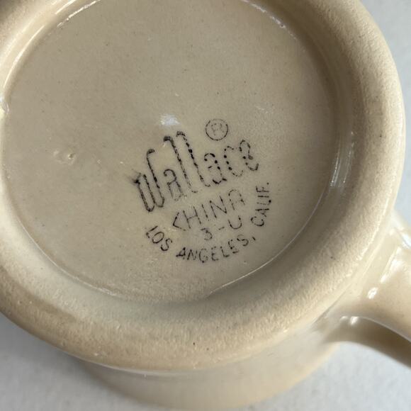 Wallace and Tepco China Coffee Mugs Set of 2 Tan 3.5" Tall Heavy Restaurant Ware - Picture 9 of 15